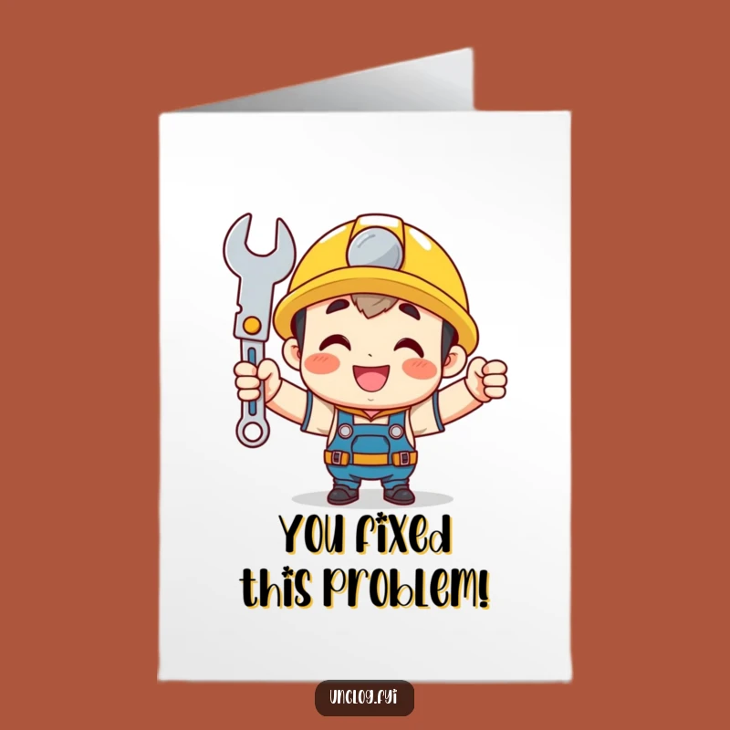 Free Printable Congrats Card: Cute Character Wrench Proud Funny Downloadable Gift
