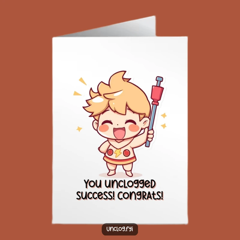 Free Printable Congrats Card: Plunger Power Triumph, Funny DIY Downloadable Gift