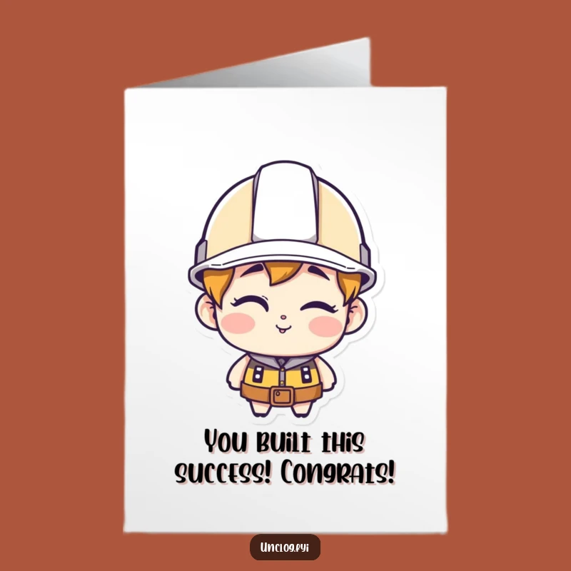 Free Printable Congrats Card: Winking Hard Hat Guy Downloadable Gift