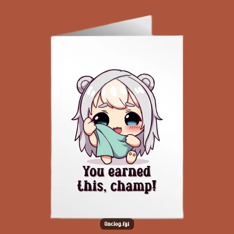 Free Printable Well Done Congrats Card: Funny Character's Exhausted Joy Gift!