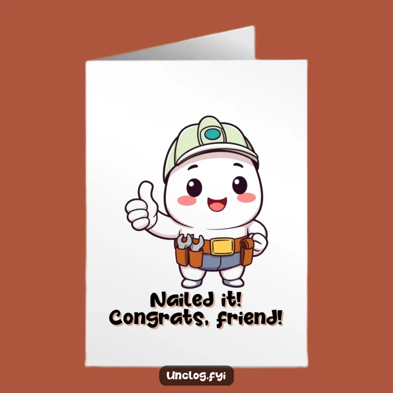 Free Printable Kawaii DIYer Congrats Card - Funny Thumbs Up Tool Belt Gift