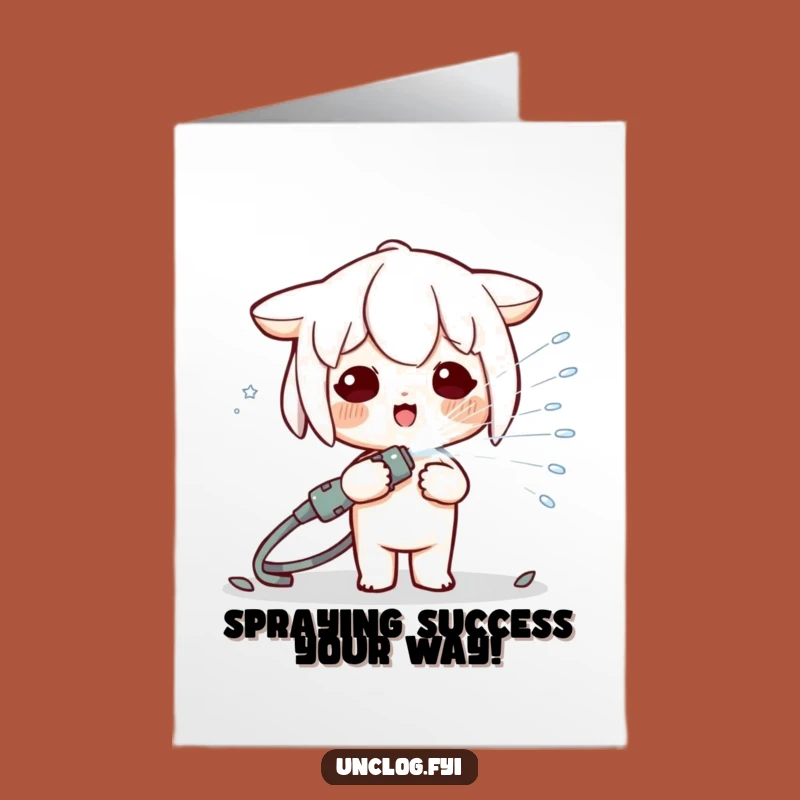 Splashy Congrats Card: Free Printable Kawaii Character Hose Celebration Downloadable