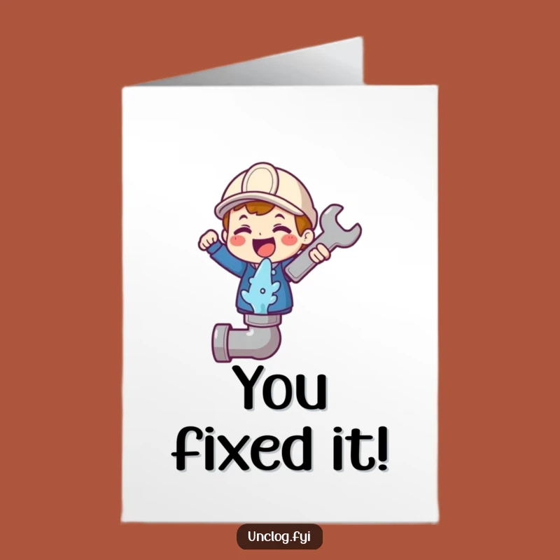 Free Printable Congrats Card: Wrench Fix Success - Funny Downloadable Gift