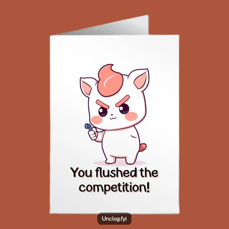 Free Printable Kawaii Plunger Congrats Card - Funny Downloadable Gift for Problem Solvers