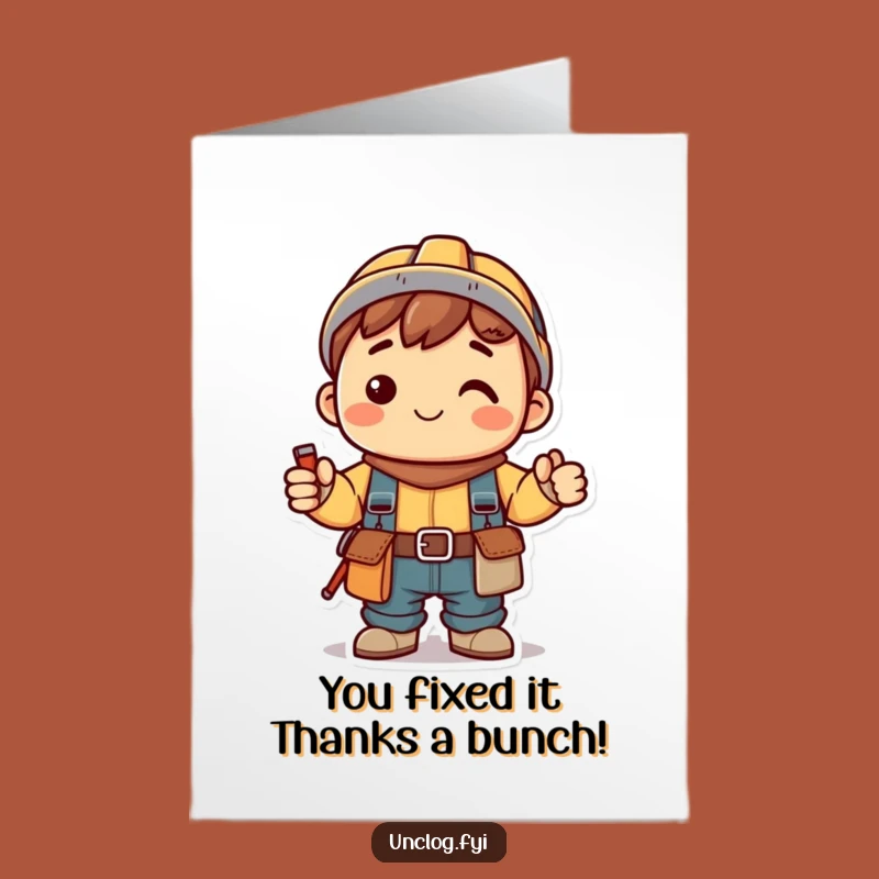 Free Printable Kawaii Handy Thank You Card - Funny Downloadable Gift for Helpers