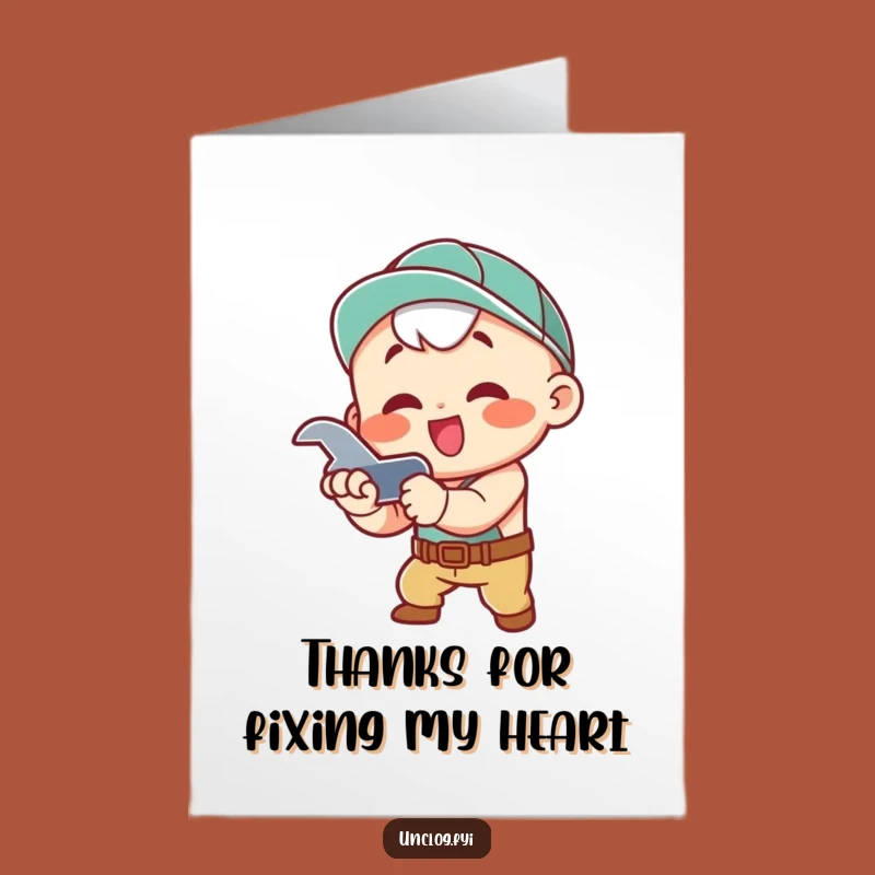 Free Printable Kawaii Plumber Thank You Card - Funny Wrench Appreciation DIY Gift