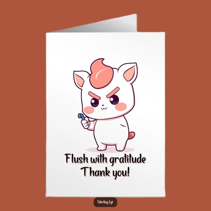 Free Printable Kawaii Plunger Thank You Card - Funny Downloadable Gift for Fixers
