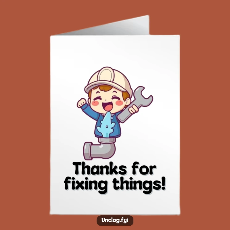Free Printable Thank You Card: Wrench Fix Thanks - Funny Downloadable Gift