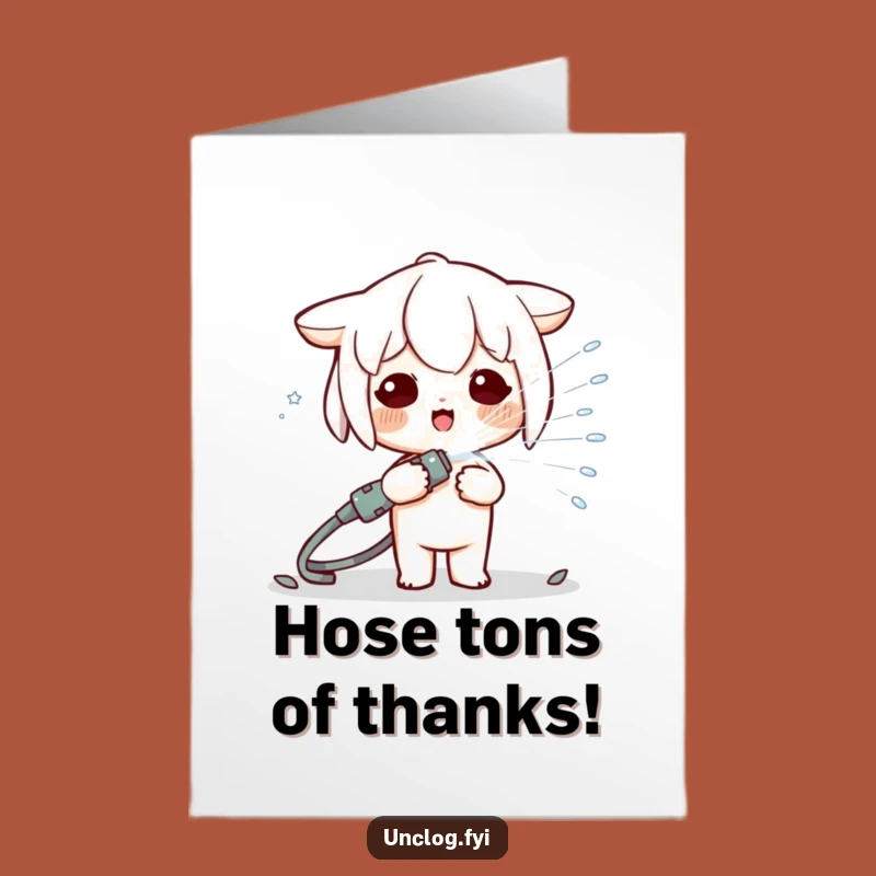 Thank You Card: Free Printable Kawaii Character Hose Gratitude Downloadable