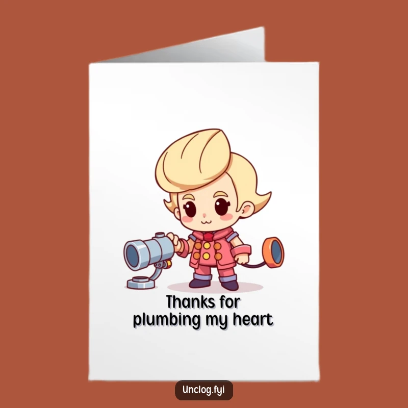 Free Printable Thank You Card: Proud Plumber Character, Plumbing Gratitude Downloadable Gift