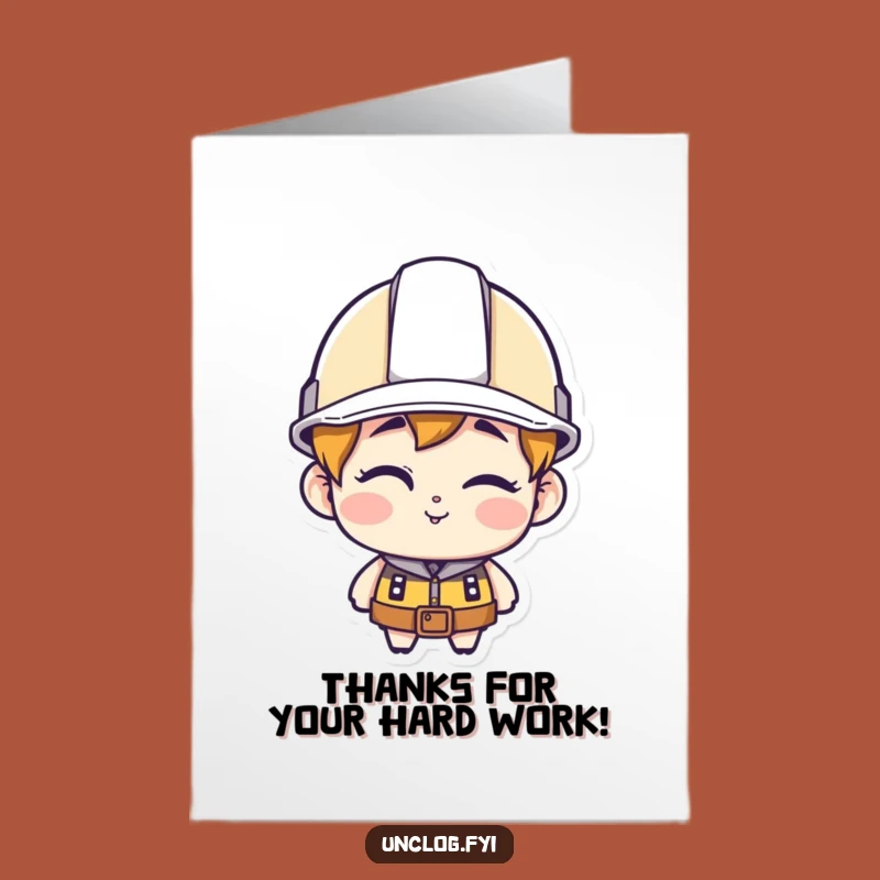 Free Printable Thank You Card: Winking Hard Hat Guy Downloadable Gift