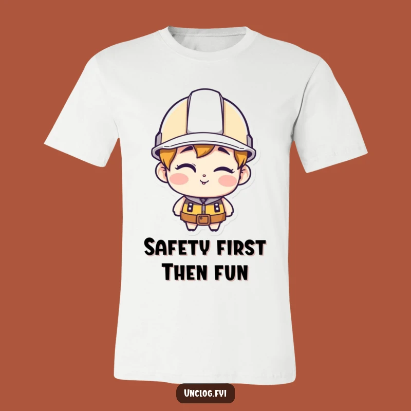 Funny Hard Hat Winking T-Shirt - Construction Character Humor for a Cool Look