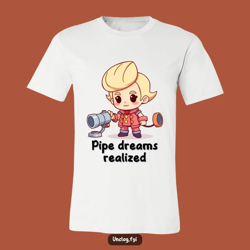 Funny Proud Plumber T-Shirt: Shiny New Pipe Character Tee