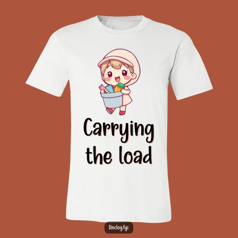 Funny T-Shirt - Kawaii Character Carrying Supplies, Happy & Ready Gift
