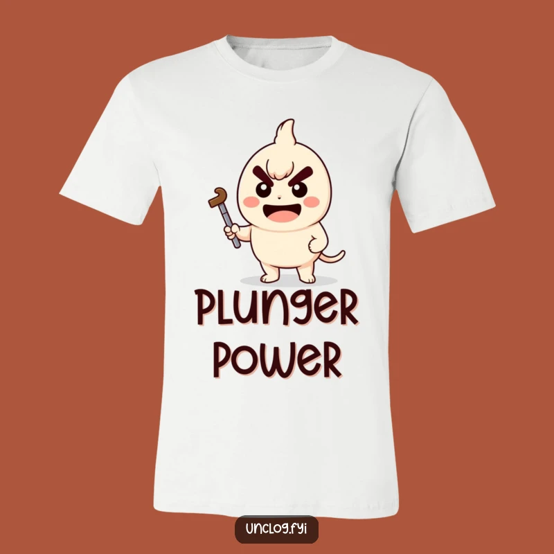 Funny T-Shirt - Kawaii Character Plunger Grin, Determined Fixer Gift