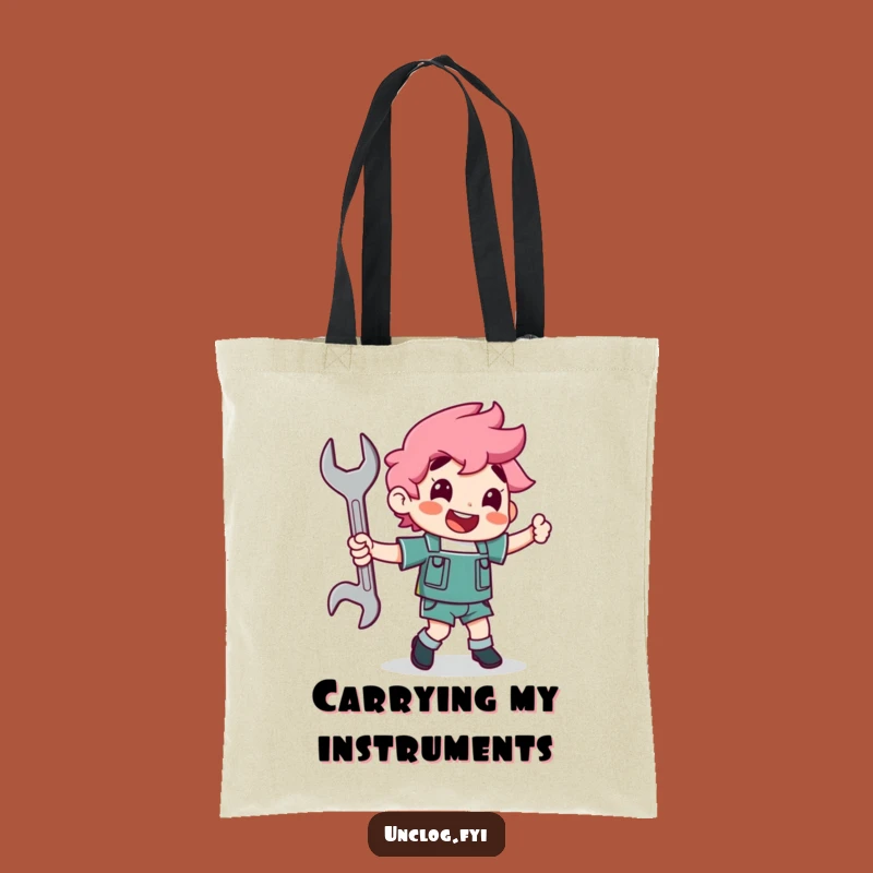 Funny Dancing Wrench Tote Bag - Mechanic's Joyful Carry-All, Best Tool Gift