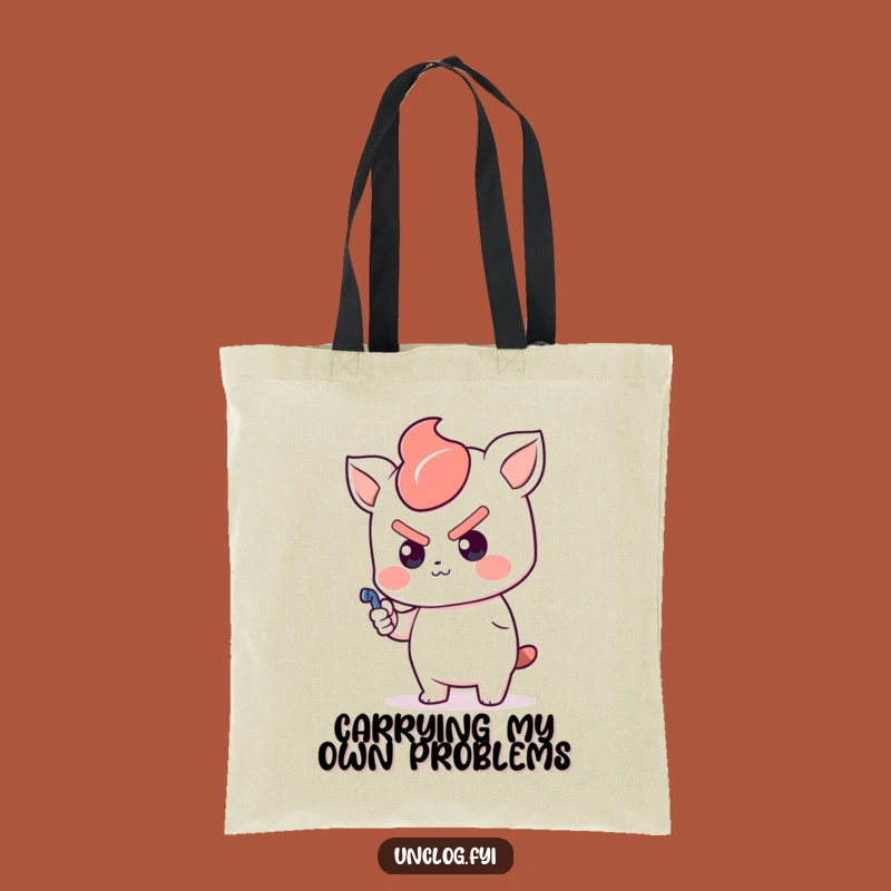 Funny Kawaii Plunger Tote Bag: Determined Character, Carry Your Grit