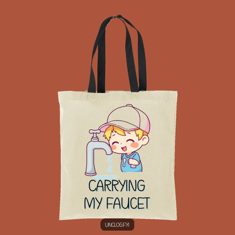 Funny Faucet Tote Bag - Cheerful Inspector Accessory for Daily Errands