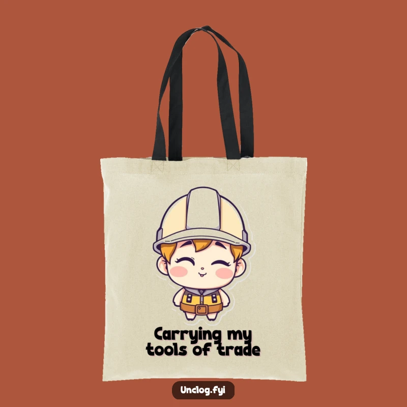 Funny Hard Hat Winking Tote Bag - Construction Carry-all with a Cheeky Wink