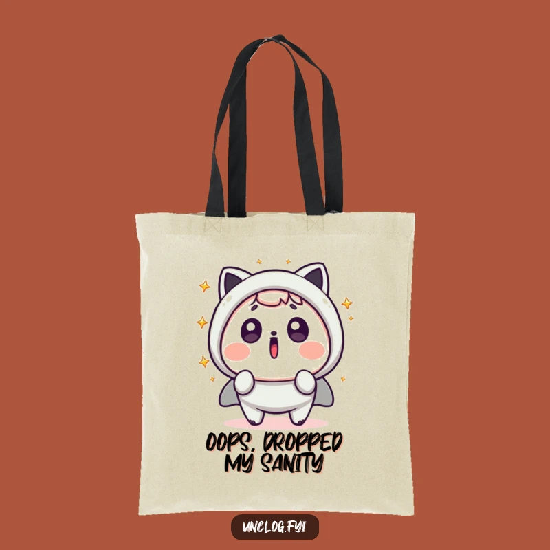 Funny Kawaii Surprise Tote Bag: Shocked Character, Flying Sparks, Carry Your Humor
