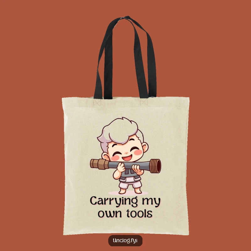 Funny Plumber's Essential Tote: Happy Character Pipe Fixing, Perfect Funny Gift Bag